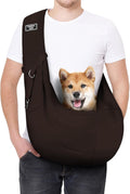 Dog Sling Carrier with Padded Strap, Reversible Pet Carrier for Cat Dogs, Hands Free Puppy Sling with Pocket, Dog Carrie