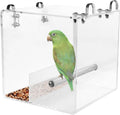 No Mess Bird Feeder for Cage - Automatic Bird Feeder Transparent Food Container Acrylic No Spill Cage Seed Catcher with 