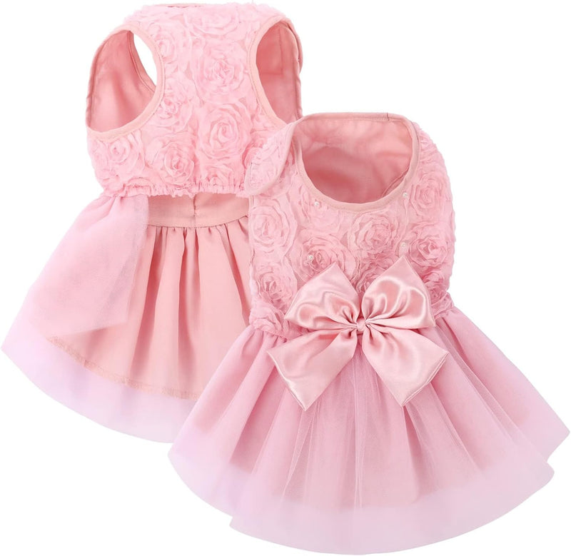 ASENKU Dog Dress Pet Wedding Dress Lace Puppy Birthday Party Outfit,Pink S