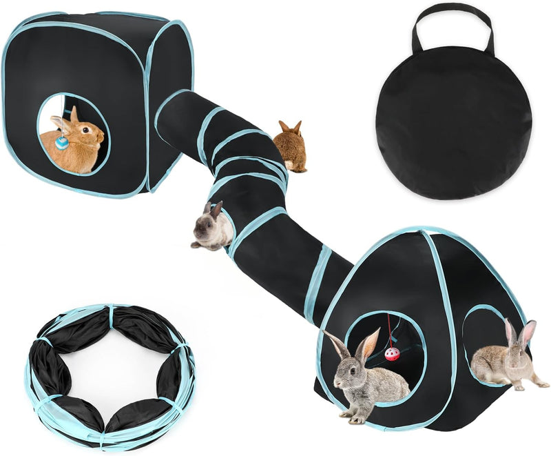 BWOGUE Bunny Tunnels & Tubes, 3-in-1 Collapsible Rabbit Hideout Toy Set