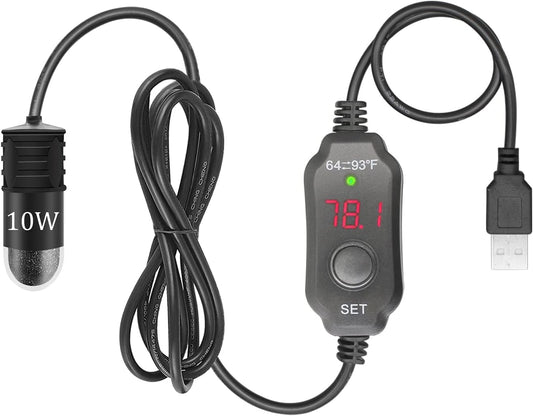 Mini Aquarium Heater 5V/2A USB 10W Small Fish Tank Heater for Tanks 1 Gal