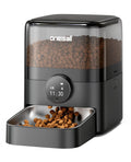 oneisall Automatic Cat Feeder for Large Kibble and Snacks, 12 Cups/3L Timed Pet Feeder for Cats Indoor, Programmable Dry Food Dispenser (Black)