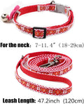 Pink XXS Dog Collar with Bell Set, Soft Flower Dogs Leash Cute Floral Cat Collars Adjustable Buckle for XS Tiny Female Girl Pets Kitten Teacup Yorkie X-Small