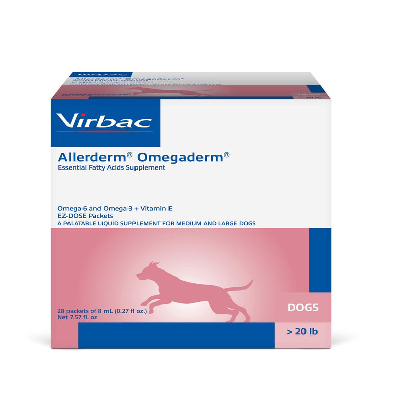 Virbac ALLERDERM OMEGADERM® Essential Fatty Acids Supplement - Omega 3, Omega 6, Vitamin E Supplement | Allergy Support for Medium/Large Dogs – 28 Daily doses