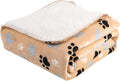 AIWEK Dog Blankets Waterproof Pet Blanket Paw Printing Super Soft Warm Fluffy Facecloth Sofa Car Bed Protector, Urine Proof Washable for Puppy Large Dogs & Cats 40"*30" Beige