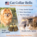 kcrygogo Quiet Brass Pet Bell Set with ID Capsule – Vintage Collar Tracking Accessory for Adult Cats & Dogs, Bird Alert Chime, Soft Crisp Sound, 2-Pack