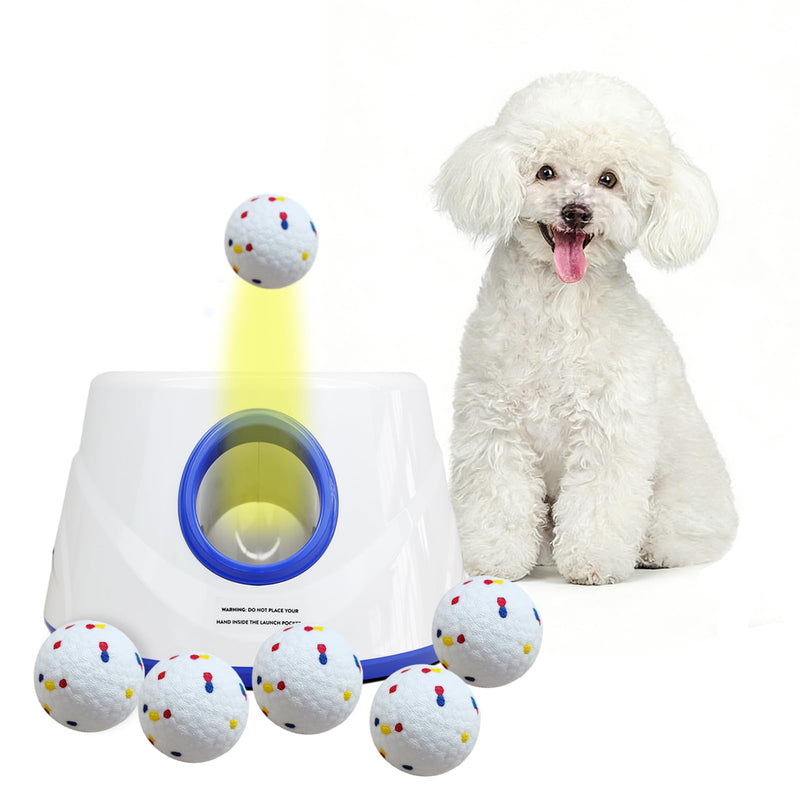 RFPP Automatic Dog Ball Launcher, Dog Ball Throw Launcher, 3 Adjustable Distance 20-45FT, with 6 2.3-inch ETPU Balls, for Small/Medium Dogs, Indoor and Outdoor Interactive Toys