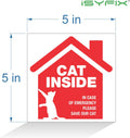 iSYFIX Cat Inside Alert Signs Stickers, 5x5 Inch, 4 Pack