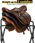 Queension Horse Saddle Rack for English Saddle, Foldable Saddle Stand with Bottom Storage for Horse Tack, Saddle Pad Rac