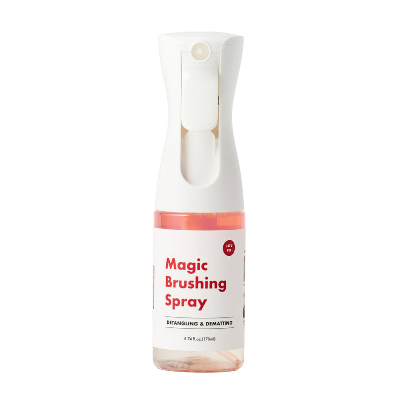 JAYU PET Magic Brushing Spray - Fur Detangler & Dematting Solution, Hypoallergenic Deodorizer, Conditioner & Itch Relief, Shining & Grooming Spray for Dogs (5.8fl oz, 170ml)