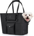 SlowTon Dog Purse Carrier - Portable Dog Carrier with Pockets & Safety Leash for Small Dogs Under 12 lbs, Breathable Pet