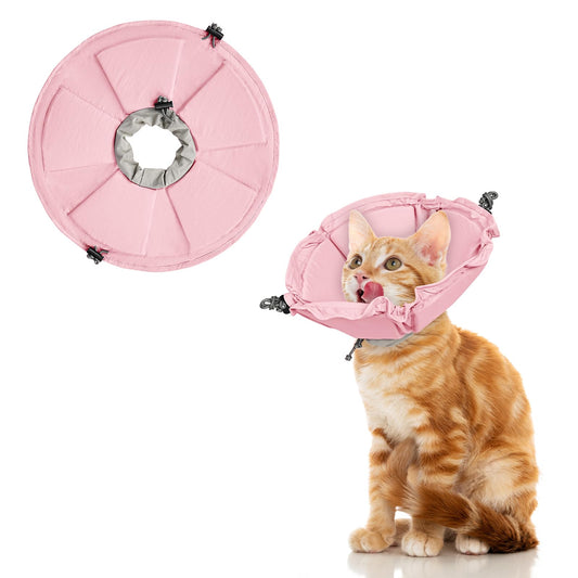 Pawfun Cat Cone Collar Soft, Adjustable Elizabethan Collar for Cats to Stop Licking, Comfortable Lightweight Kitten Cone for Wound Healing and Surgery Recovery,Pink,M
