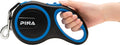 PINA Retractable Dog Leash, 26ft Dog Leash for Small Medium Large Dogs Up to 110lbs, 360° Tangle-Free Strong Reflective Nylon Tape, with Anti-Slip Handle, One-Handed Brake, Lock - Black Blue