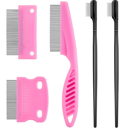 5 Pieces Dog Eye Combs Tear Stain Remover Combs Pet Grooming Comb for Small Dogs Gently Removing Eye Mucus and Crust (Pink, Black)