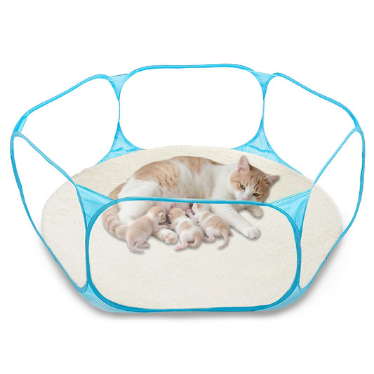 Cat Birthing Box - Foldable, Portable Whelping Nesting Box for Pregnant Cats & Dogs with Easy Storage, Indoor/Outdoor Puppy & Kitten House, Pet Birth & Whelping Pool Nursing Essentials Supplies Kit