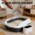 Vitisyao Heavy-Duty Metal Cat Litter Scoop with Holder, Aluminum Cats Litter Scooper Captures All Clumps, Kitty Metal Scooper and Holder (White)