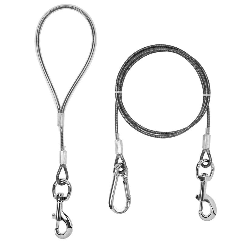 Mi Metty Chew Proof Dog Leash,5Ft Tie Out Cable with Detachable Short Handle,Cable Braided Cord Steel Training Dog Leash for Teething Puppies Small Medium and Large Dogs