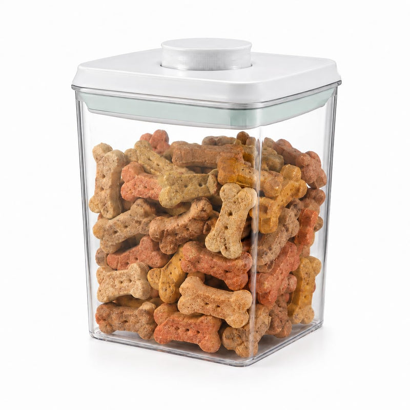 USYOGO Pet Dog-Cat POP-Treat Airtight jar-Container - 1.3 Qt/1.2 L | Stackable One-Touch Opening | Airtight Dog and Cat Food Storage Container | BPA-Free