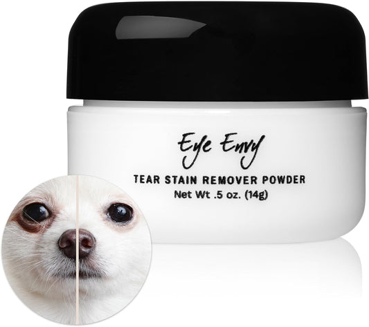 Eye Envy Tear Stain Remover Powder for Dogs and Cats. Natural, Safe Formula. Apply Around Eyes. Absorbs and Cleans Tears