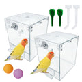 kathson Bird Bath for Cage,2 Pcs Hanging Bird Bath Box No-Leakage Parrot Shower Tub with Water Injectors Birds Bathing Accessory for Parrots Canary Lovebirds Conures Parakeets