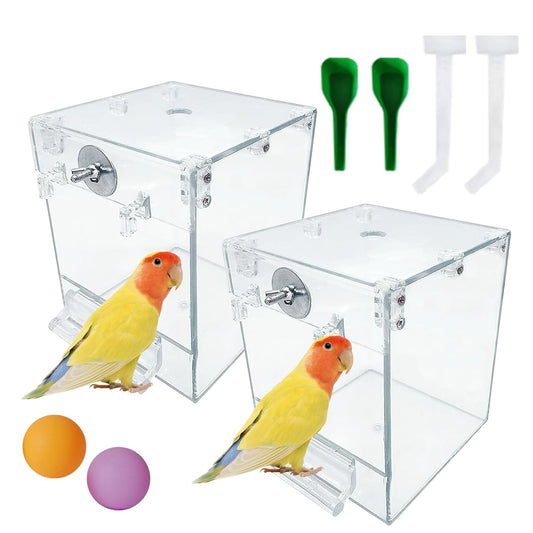 kathson Bird Bath for Cage,2 Pcs Hanging Bird Bath Box No-Leakage Parrot Shower Tub with Water Injectors Birds Bathing Accessory for Parrots Canary Lovebirds Conures Parakeets