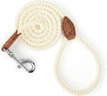 Mile High Life Dog Leash Braided Cotton Rope with Leather-Reinforced Ends