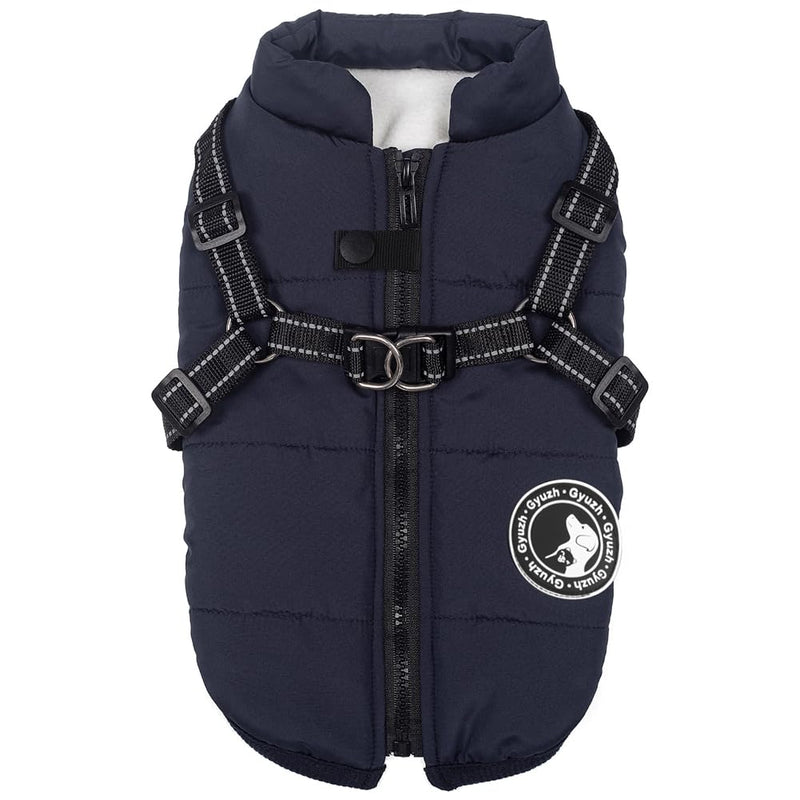 Gyuzh Dog Coat with Harness Winter Dog Coat Fleece Dog Jacket Waterproof Dog Coat Zipper Dog Jacket Puppy Coat Small Dog Clothes Dog Coat with Reflective Harness for Smal Medium Large Dogs