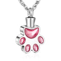 abooxiu Paw Print Urn Necklace for Ashes Cremation Necklace for Pet Ashes Stainless Steel Ash Necklace Memorial Ash Holder
