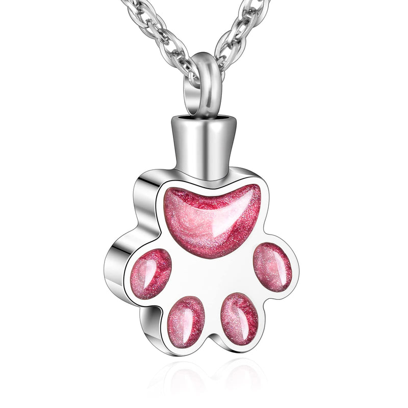 abooxiu Paw Print Urn Necklace for Ashes Cremation Necklace for Pet Ashes Stainless Steel Ash Necklace Memorial Ash Holder