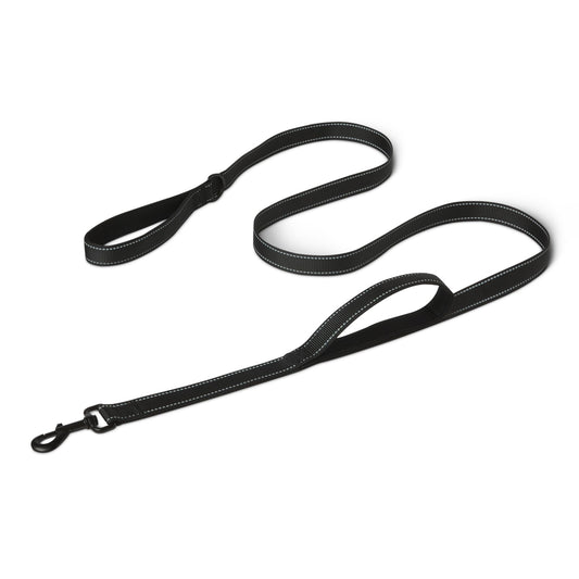 Amazon Basics Dog Leash, 6ft with 2 Comfortable Dual Padded Handles for Traffic Control, Highly Reflective Leashes for Large & Medium Dogs, Night Safety, Easy Snap Hook, Black