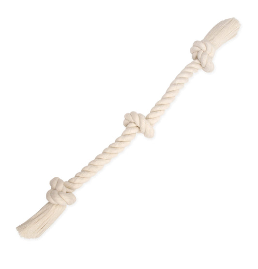 Flossy Chews 100-Percent Cotton White 3-Knot Rope Tug, Large, 25-Inch