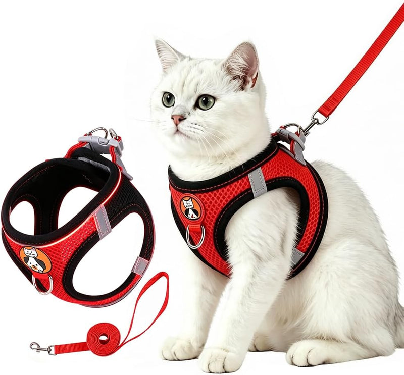 Escape Proof Cat Harness and Leash Set, Step-in Adjustable Cat Harness for Walking, Comfortable Soft Lightweight for Kit