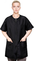 Pumtus Waterproof Pet Grooming Workwear, Short Sleeves Dog Groomer Smock, Anti Static Baber Uniform with Full Zipper & P