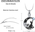 constantlife Cat Moon Urn Necklace for Women Pet Cremation Jewelry for Ashes Stainless Steel Pendant Funeral Keepsake Lo