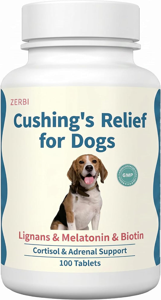 Cushing’s Support for Dogs – SDG Lignans, Melatonin & Biotin | Supports Cortisol & Adrenal Balance | Helps Thirst, Appet