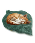 Rzxlszy Cat Mat Self Warming Cat Bed 26"x20" Leaf Shaped Cotton Soft Warm Pet Pad Blanket for Indoor Bed Couch Sofa Floors Cat and Dog (Green)