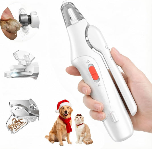 2 in 1 Dog Nail Clippers & Cat Nail Clippers Trimmers for Large Medium Small Dogs Cats Claw Trimmer Quick Sensor and Safety Guard USB Rechargeable Dogs Nail Trimmer with Catcher & 2 LED Lights