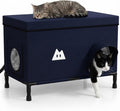 Heated Outdoor Cat House for Outside (Dark Blue,28"x16"x16")