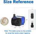 AQUANEAT Small Fountain Pump, 80 GPH Submersible Water Pump for Aquarium Fish Tank, Outdoor Water Fountain, Hydroponics,