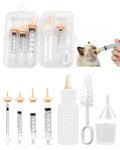 7 Piece Kitten Bottle Feeding Kit Nursing Bottle Set with Feeding Syringe Soft Silicone Nipples for Newborn Kittens Pet Supplies for Cat Owners White BPA-Free Plastic