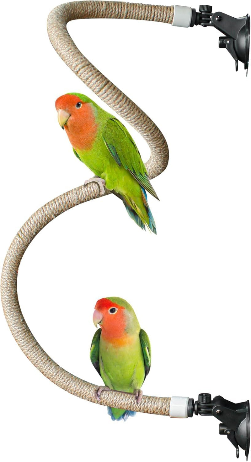Suction Cup Rope Bird Perch - Bendable Parrot Standing Toy for Climbing & Grinding, Engagement Toys for Window, Bath, Car, Travel, Birdcage Accessories for Smal
