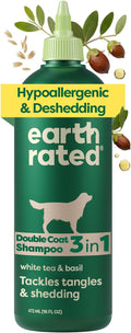 Earth Rated Deshedding Dog Shampoo, Hypoallergenic 3-in-1, Shampoo & Conditioner for Dogs & Puppies, Deodorizing, 98.5% Natural Origin Ingredients, 16 oz