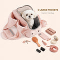 Dog Purse Carrier for Small Dogs, Soft Dog Tote Bag Carrier with 4 Large Pockets, No Collapse, Lightweight, Smart Zipper Lock, Comfortable Puppy Cats Rabbit Carrier for Travel, Outdoor(Pink)