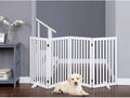 unipaws 36”H Free Standing Pet Gate for Dog Cat, Tall Wooden Dog Gates for Doorway, Stairs, Foldable Pet Fence for The House, Expandable Barrier, Indoor Use, White