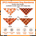 2 Pack Halloween Dog Bandanas, Reversible Triangle Scarves for Dogs