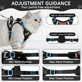 Cat Harness and Leash Set with Holder Compatible with AirTag, Upgraded Escape Proof Adjustable Vest Lead for Large Cat Small Dog Walking, Soft Breathable Mesh Jacket with Reflective Strips, Black, L