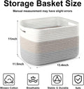 3 Pack Woven Storage Baskets, Decorative Storage Bins for Organizing, 13.4" x 11.5" x 11", Cotton Rope Baskets for Close