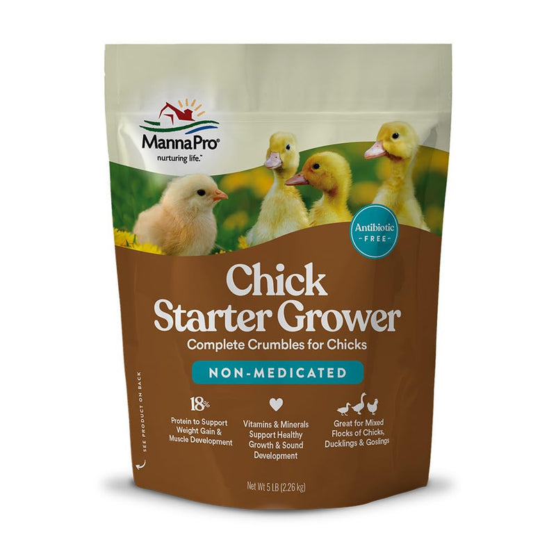 Manna Pro Chick Starter Feed, Non-Medicated Chicken Feed with Vitamins & Minerals, Complete Nutrition for Baby Chicks, 5 lb Bag