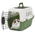 Athena Collection 18" Hard-Sided Travel Pet Carrier for Small Dogs and Cats, Plastic Dog Carriers with 2-Door Top & Front Load, Ventilation, Security Lock, Cat Dog Carrier for Pet, up to 10lbs, Green