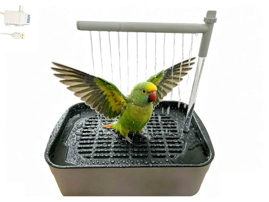 Tonodui Automatic Parakeet Bird Bath with Pump,Adjustable Water Flow & Parrot Shower,USB Powered Bird Fountain Bathtub for Cage,Quiet Circulating Water System for Budgie,Lovebird (S)